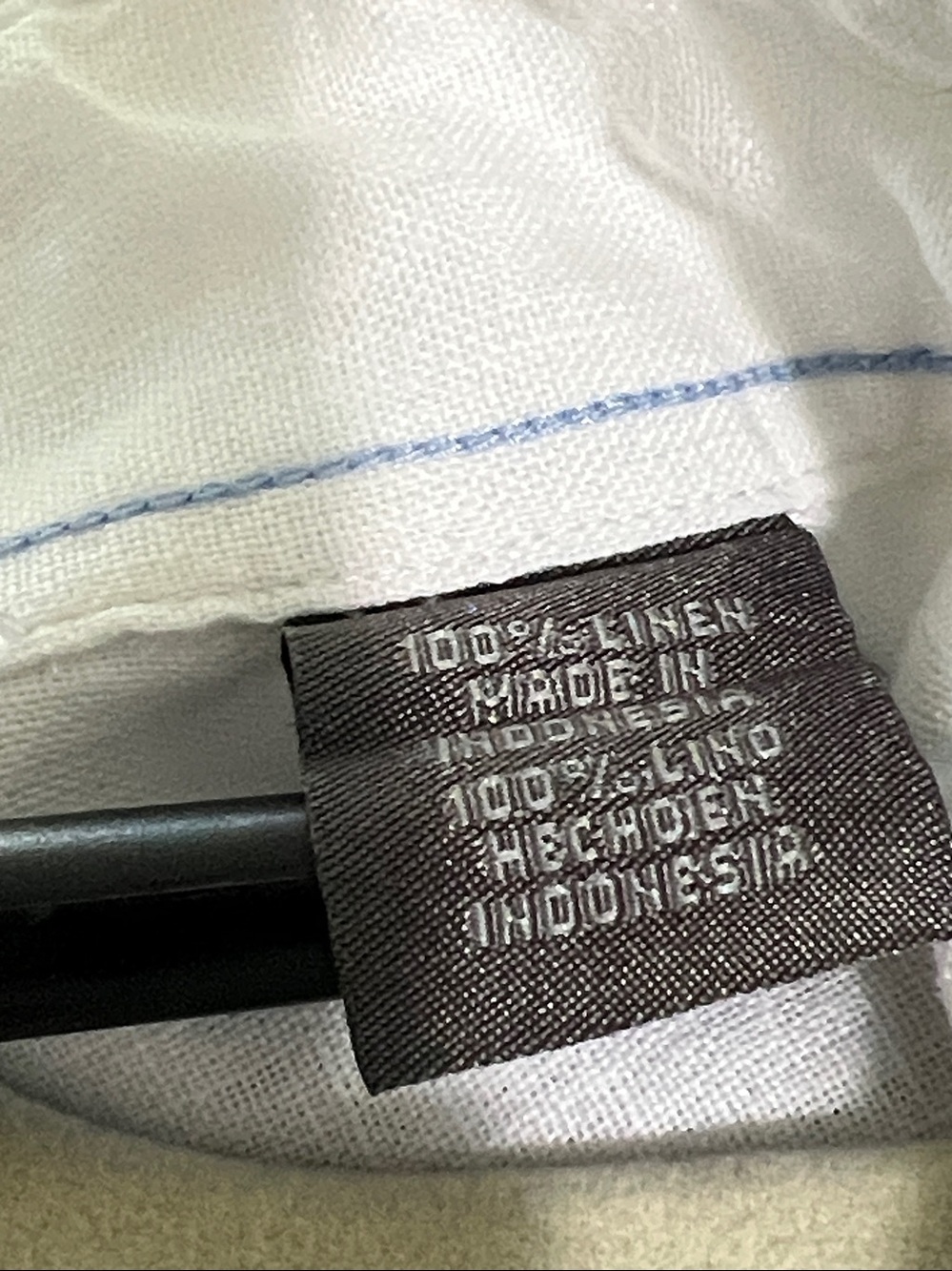 White 100% Linen Long Sleeve Button Up - Picture 7 of 8